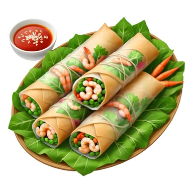 Vietnamese spring roll with shrimp, make it closed/fully wrapped sticker