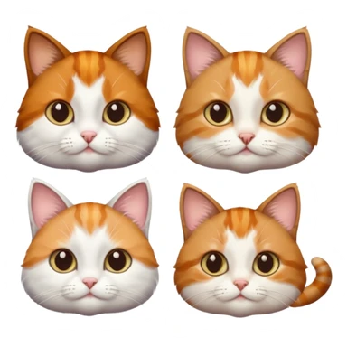 3 small cats different colours including brown tabby and white, light patchy calico, and ginger and white sticker