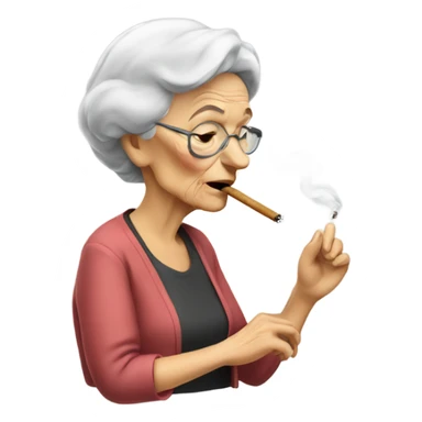 old lady smoking sticker