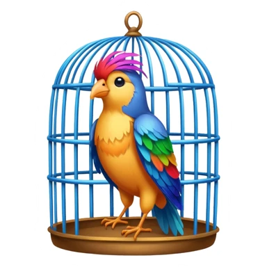 bird inside of cage sticker