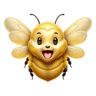 Cinematic Cute Yawning Bee Portrait Emoji, Head tilted slightly with a dramatic, wide-open yawn, showcasing a tiny, fuzzy body with gently drooping wings and sleepy, half-closed eyes, Simplified yet irresistibly adorable features, highly detailed, glowing with a soft, cozy golden glow, high shine, relaxed yet expressive, stylized with a dash of whimsical honey charm, soft glowing outline, capturing the essence of a drowsy yet affectionate bee that appears ready to stretch out for a nap! sticker