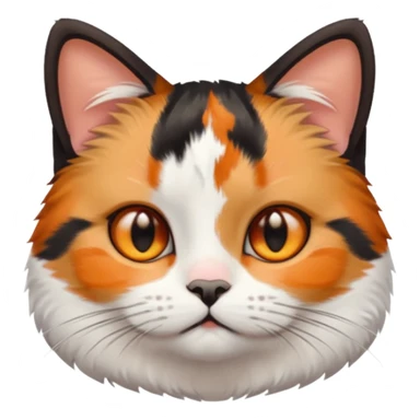 calico cat with small head, hazel eyes, and short but chubby body sticker