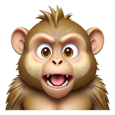 Cinematic Comical Macaque Portrait Emoji, Head tilted dramatically with an exaggerated, shocked expression and a raised eyebrow, featuring a lively, nimble build with spiky fur and wide, comically expressive eyes, Simplified yet hilariously animated features, highly detailed, glowing with a slightly sassy, vibrant glow, high shine, dramatic yet playful, stylized with an air of cheeky primate attitude, soft glowing outline, capturing the essence of a meme-worthy macaque that looks ready to deliver a playful side-eye into viral fame! sticker