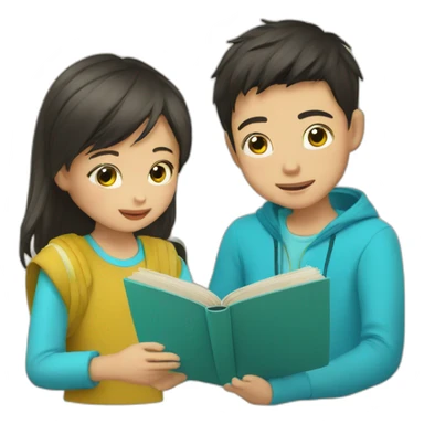 kazakh Boy read a book with takiya sticker