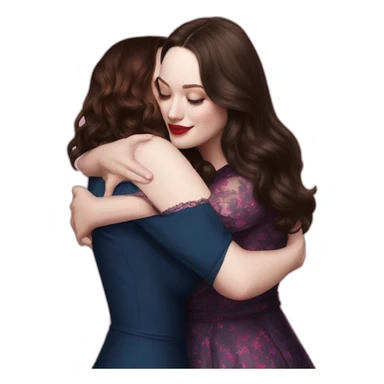 Kat dennings hugs Elizabeth gillies sticker