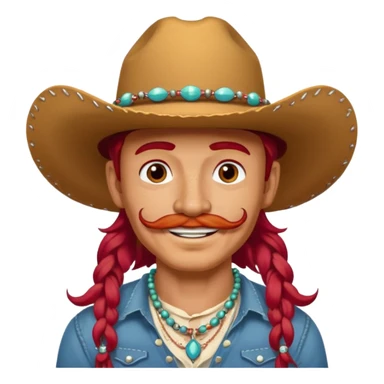 mustached cowboys bead and long red hair with tattoos on face  sticker