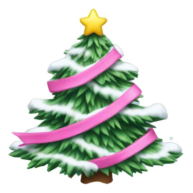 Christmas tree with pink bows and snow sticker