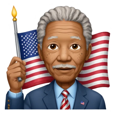 morgan freeman holding an american flag sticker