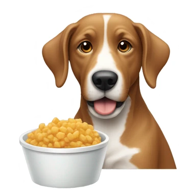dog that eat a food in bowl  sticker