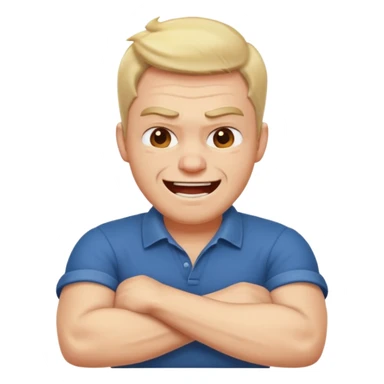 arms crossed around neck angry laughing guy  sticker