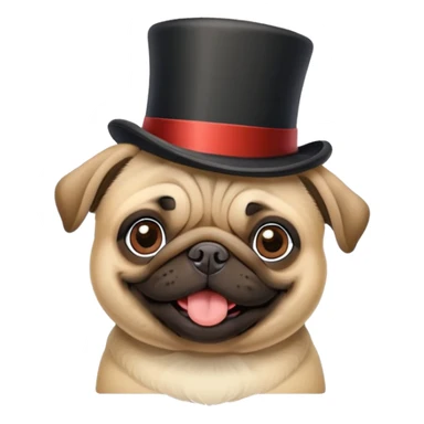 pug wearing a top hat sticker