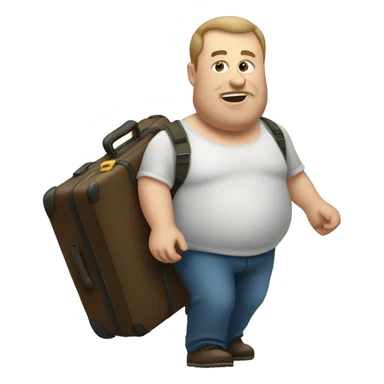 Fat russian guy holding a suitcase in a fancy hallway that’s so fat it’s blurry and takes up the whole screen sticker