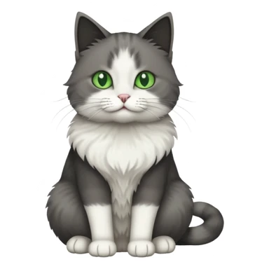 full body half dark grey and half white cat sticker