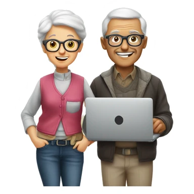 nerd Grandparents in Day St Valentines with laptops sticker