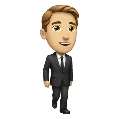 White man brown hair walking in suit facing right sticker