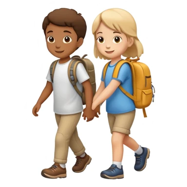 two children walking together, happy and friendly sticker