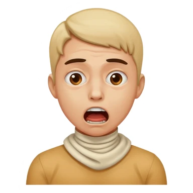 A person hands choking themself on their neck and make their face look crazy sticker