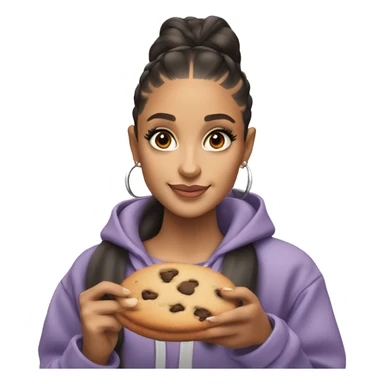 ariana grande holding a cookie in one hand, and a glass of orange juice in the other hand sticker