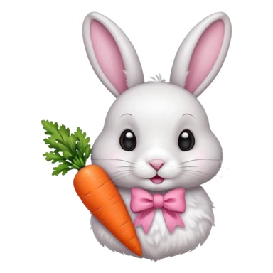 a rabbit with a pink bow on its left ear and a carrot in its mouth sticker