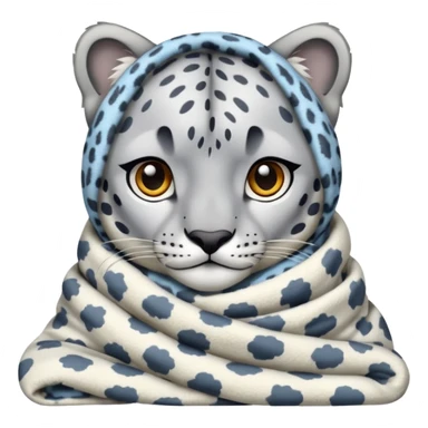 Shivering snow leopard in a blanket sticker