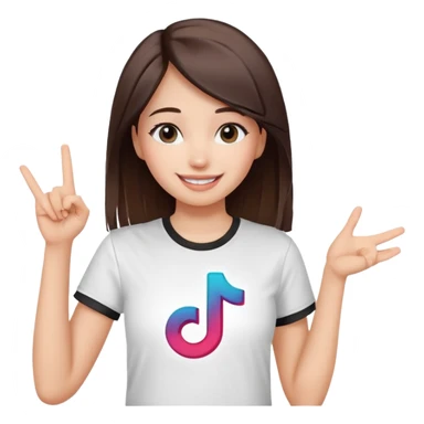 Girl with tiktok logo point upwards sticker