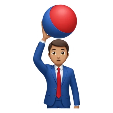 business man in a blue suit and red tie, carrying a huge dark blue ball above his head emoji sticker