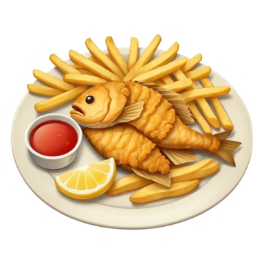plate with a piece of fried fish and a pile of fries sticker
