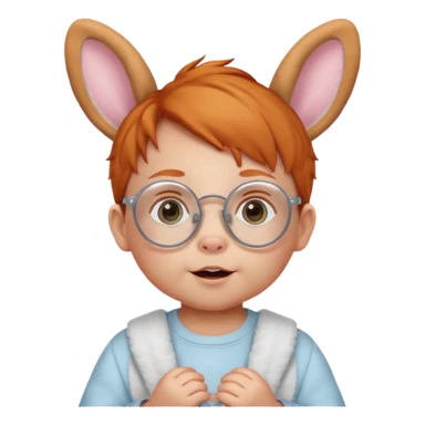 bunny ear wearing ginger small baby spectacled sticker