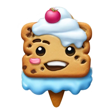 Ice cream cookie sandwich with face  sticker