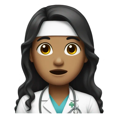 Crying Nurse with black long hair sticker
