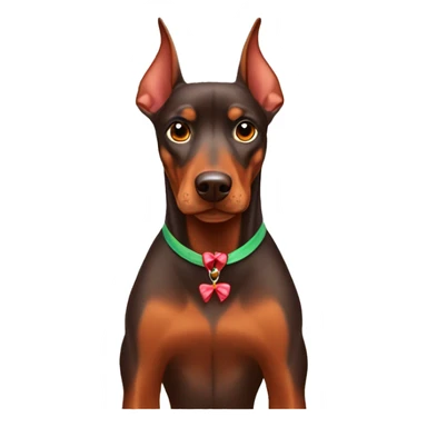 Red Doberman pinscher with bows sticker