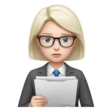 Frowns with Glasses, Office Boss: Business outfit, holding papers, frowning behind glasses, serious look
 sticker