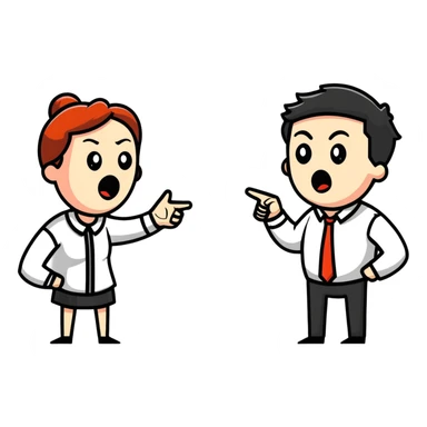 cartoon of a man and woman arguing, exaggerated expressions sticker