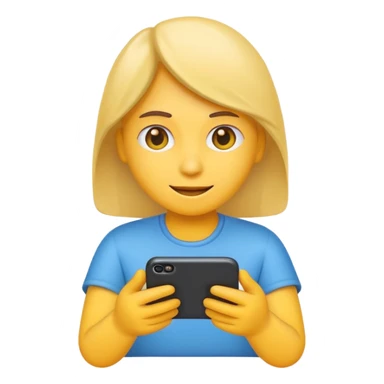 Emoji of a person typing on their smartphone. Simple emoji style, flat design, bright colors, thick outlines. sticker