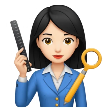 tailor woman holding measure black hair sticker