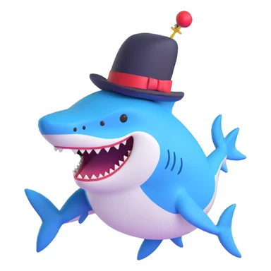 shark with a top hat sticker