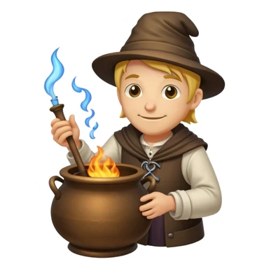 alchemist leaning on cauldron smug smile sticker