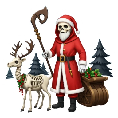 the Grim reaper dressed as Santa.... What gifts would be in his Sleigh.... What would his Sleigh likely look like.... Would the reindeer be skeletons, or ordinary reindeer sticker