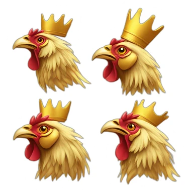 proud and howling golden rooster with a crown on its head sticker
