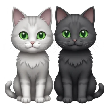 2 different coloured small cats including a dark grey and white and a completely solid dark grey with green eyes and only white paws sticker