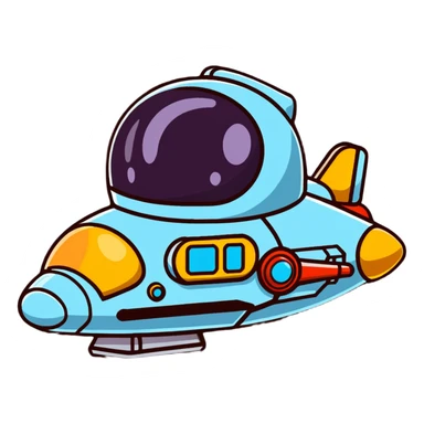 Vintage sci-fi bubble cockpit spaceship with ray guns sticker