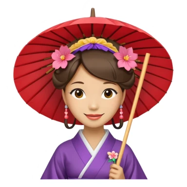 Japanese Princess  with paper umbrella sticker