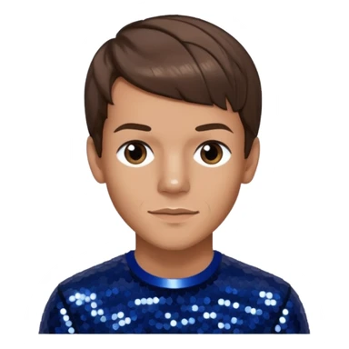 Louis Tomlinson from One Direction with light skin, brown hair, dark blue sequin outfit sticker