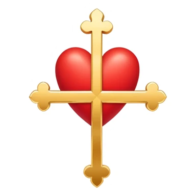 Two red heart outlines united by a gold cross  sticker