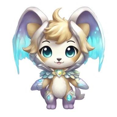 Cute Kawaii Chibi Anthro Sona Colorful Ethereal Pretty see Godly Celestial Shiny Fakemon Full Body sticker