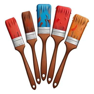 STICKER PINCEAUX ROUGE ET BRUN AVEC  PEINTURE ET TACHE DE PEINTURE sticker