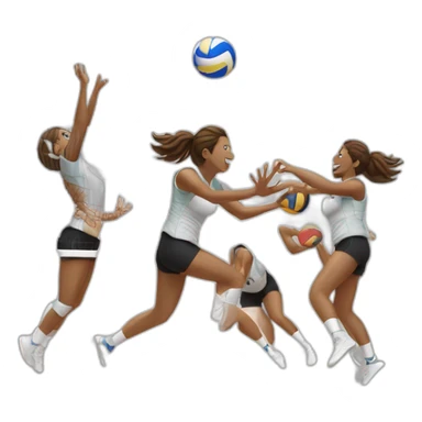 Volleyball players spiking sticker