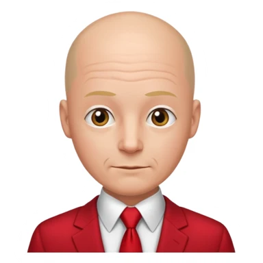 man Bald with red necktie, red dress, age. sticker