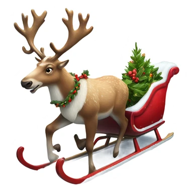 Hyper Realistic Reindeer pulling a Christmas sleigh through the snow  sticker