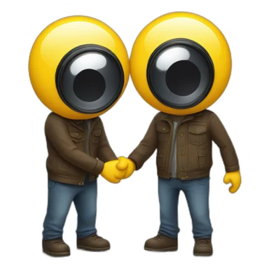 two photo caméra friend greeting each other sticker